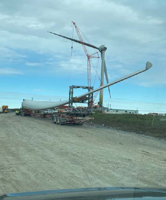 Third turbine blade arrives onsite