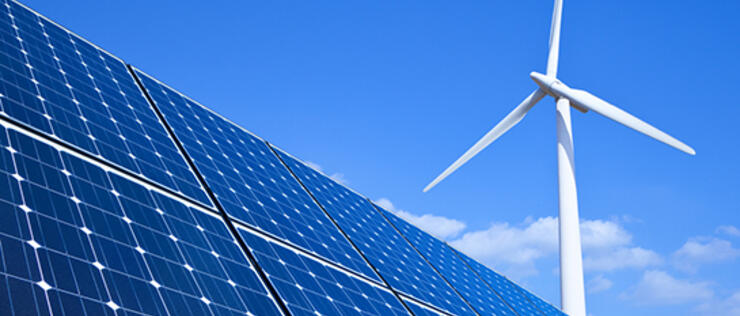 Solar panel and wind turbine